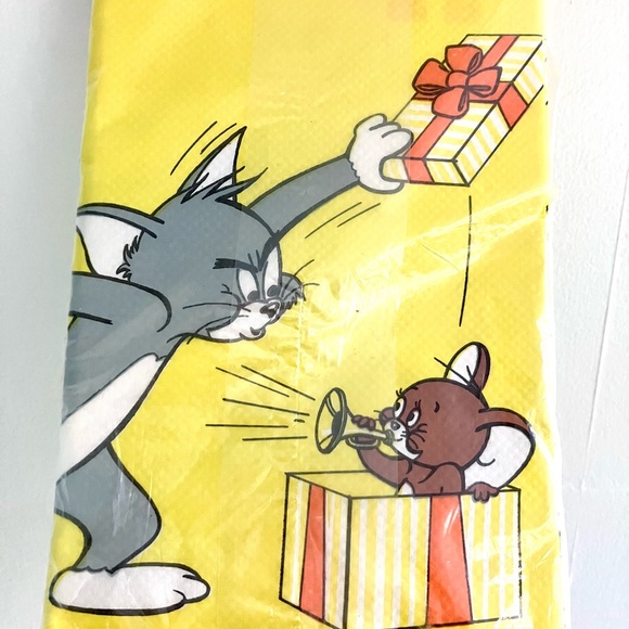 Vintage 70’s Tom & Jerry Happy Birthday paper party tablecloth deadstock NIP - Picture 3 of 5